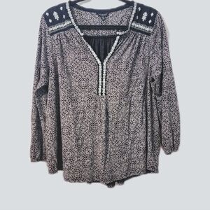 Lucky Brand Black and White Patterned Women's Top